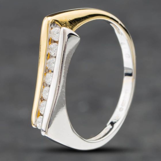 Second Hand 18ct Two Colour Gold 0.17ct Diamond Concave Crossover Ring 41381471