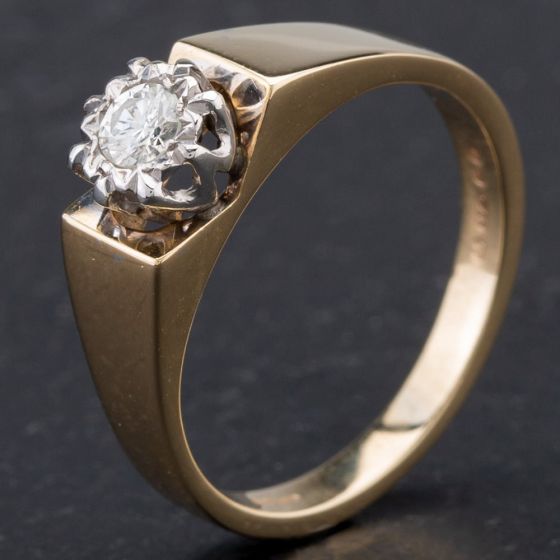 Second Hand 9ct Yellow Gold Brilliant Cut Diamond Solitaire Ring 4138147