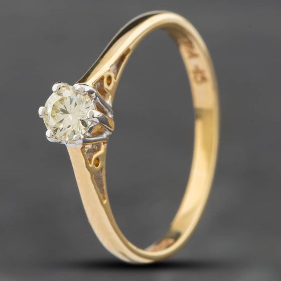 Second Hand 9ct Yellow Gold Brilliant Cut Diamond Solitaire Ring 41381524
