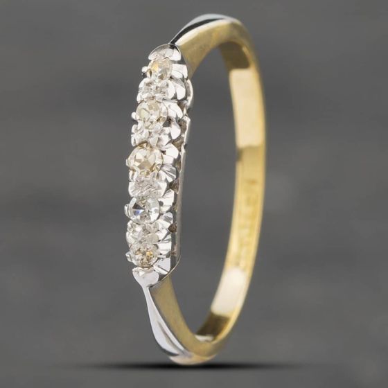 Second Hand Vintage Yellow Gold Diamond Five Stone Ring 41381679