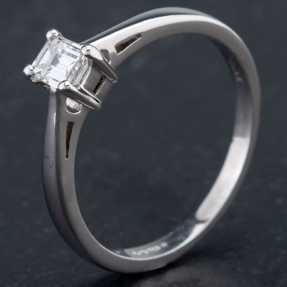 Second Hand Platinum Emerald Cut Diamond Solitaire Ring 4138204