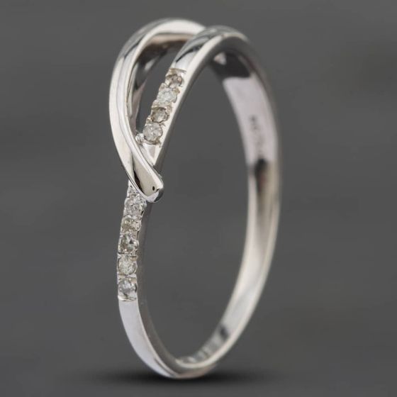 Second Hand White Gold Single Cut Diamond Crossover Ring 41382060