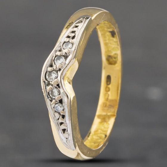Second Hand 18ct Yellow Gold Brilliant Cut Diamond Wishbone Ring 41382288