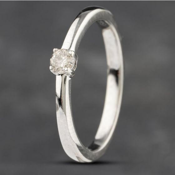 Second Hand 9ct White Gold Brilliant Cut Diamond Claw Set Solitaire Ring 41382328