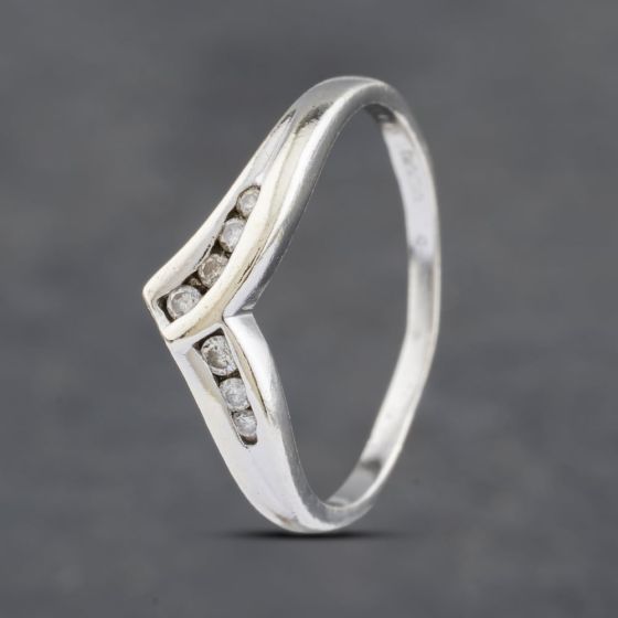 Second Hand 9ct White Gold Brilliant Cut Diamond Half Wishbone Ring 41382363