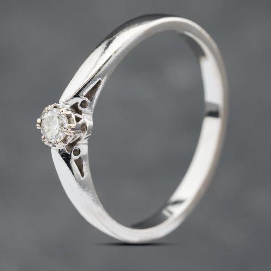 Second Hand 18ct White Gold 0.10ct Brilliant Cut Diamond Solitaire Ring 41382563