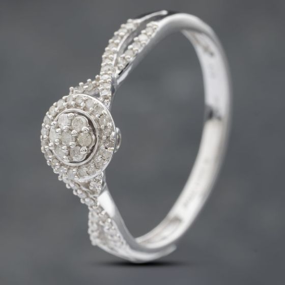 Second Hand 9ct White Gold 0.20ct Brilliant Cut Diamond Cluster Ring 41382582