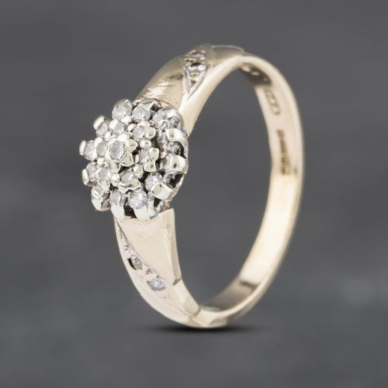 Second Hand 9ct Yellow Gold 0.20ct Brilliant Cut Diamond Cluster Ring 41382924