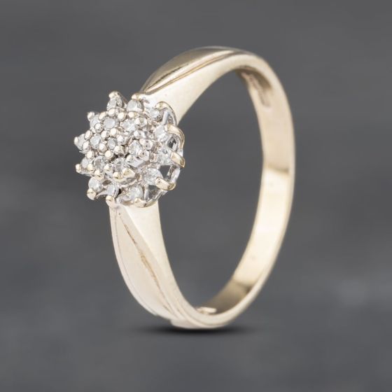 Second Hand 9ct Yellow Gold 0.10ct Diamond Cluster Ring 41382925