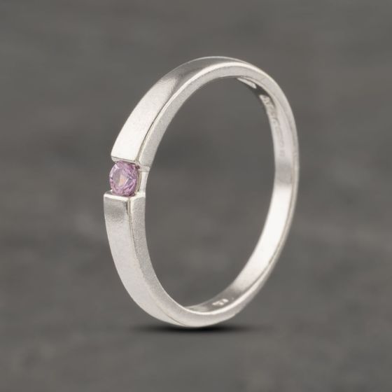 Second Hand 9ct White Gold Pink Topaz Solitaire Ring 41382992