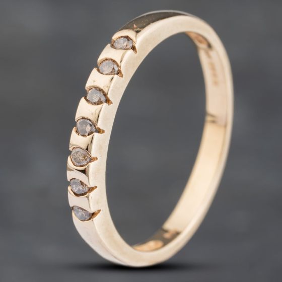 Second Hand 9ct Yellow Gold 0.14ct Brilliant Cut Diamond Tension Set Half Eternity Ring 41383099