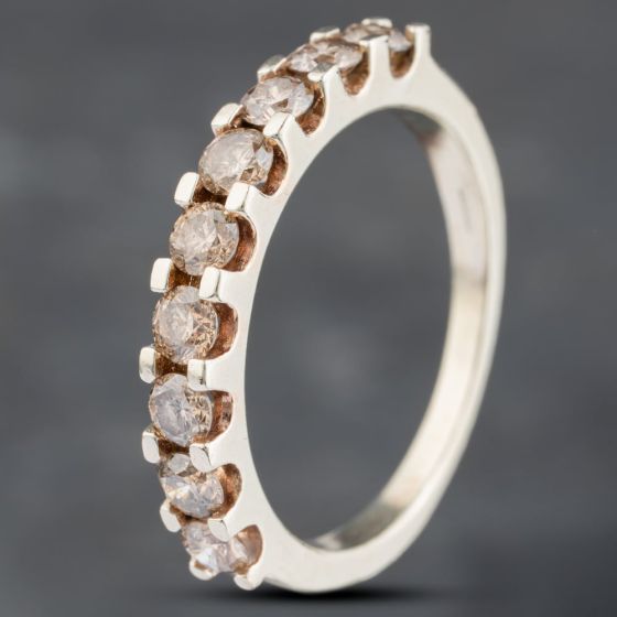 Second Hand 9ct White Gold 0.90ct Brilliant Cut Diamond Half Eternity Ring 41383102