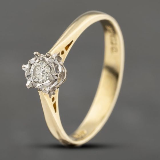 Second Hand 18ct Yellow Gold 0.10ct Brilliant Cut Diamond Solitaire Ring 41383125