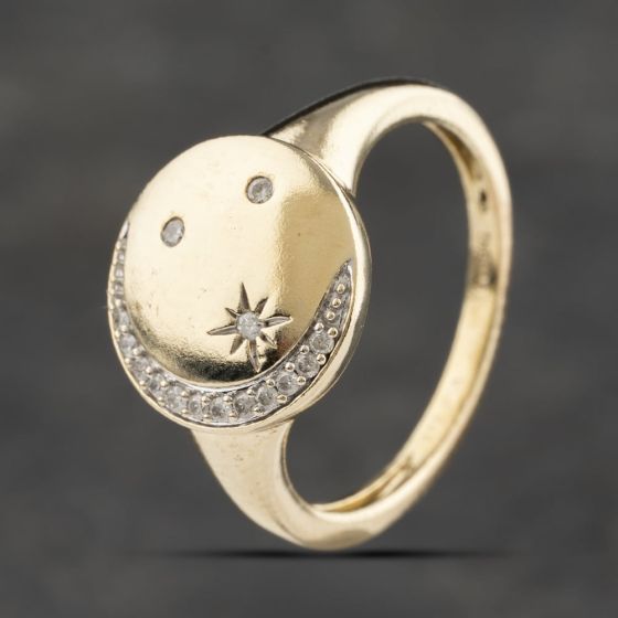 Second Hand 9ct Yellow Gold Diamond Moon And Stars Dress Ring 41383210