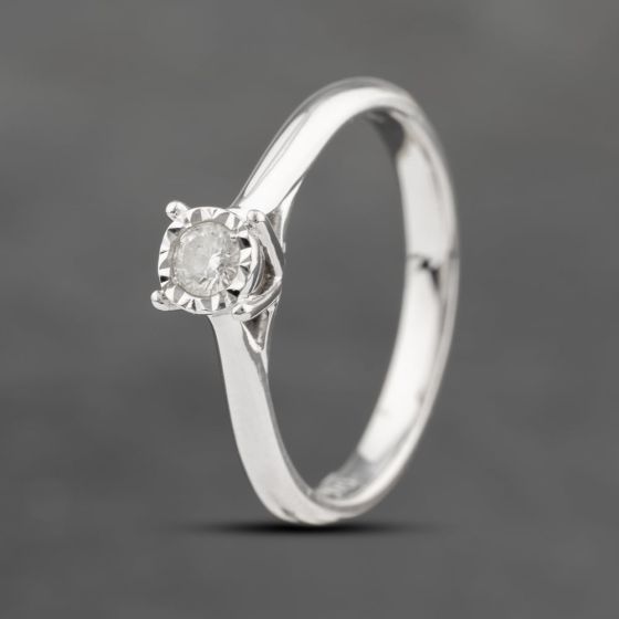 Second Hand 9ct White Gold 0.10ct Brilliant Cut Diamond Solitaire Ring 41383228