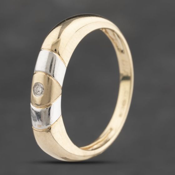 Second Hand 9ct Two Colour Gold 0.02ct Diamond Dress Ring 41383233