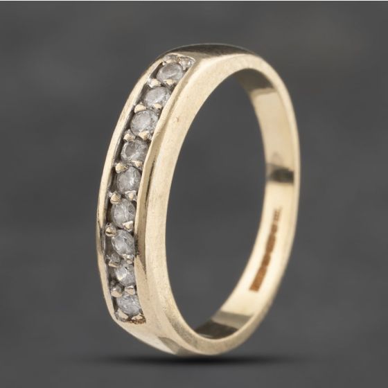 Second Hand 9ct Yellow Gold 0.20ct Diamond Half Eternity Ring 41383239
