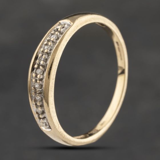 Second Hand 9ct Yellow Gold 0.10ct Diamond Half Eternity Ring 41383243