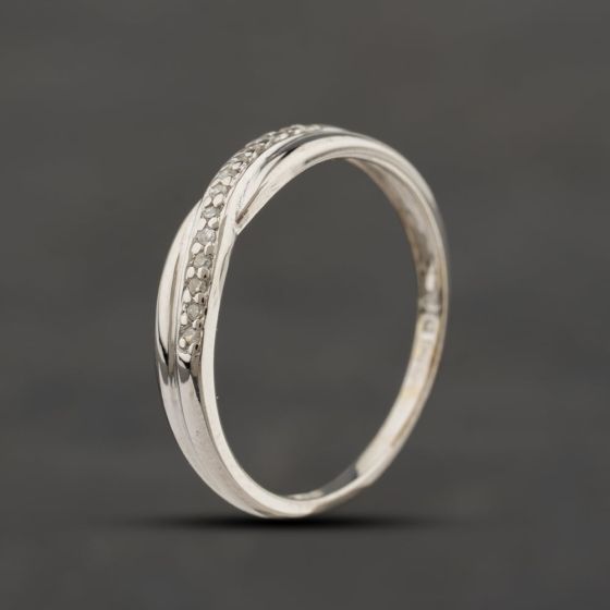 Second Hand 9ct White Gold Diamond Crossover Ring 41383250