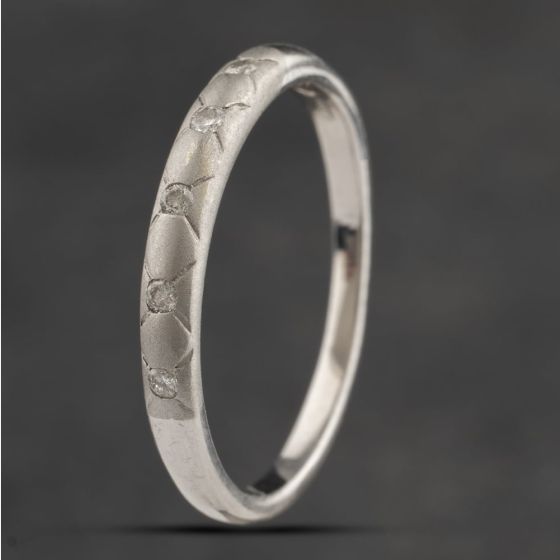 Second Hand 9ct White Gold 0.10ct Diamond Band Ring 41383255