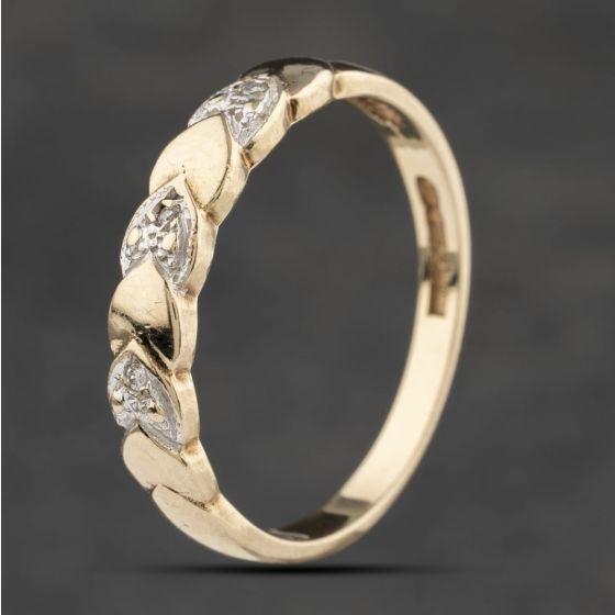 Second Hand 9ct White Gold Diamond Hearts Band Ring 41383259