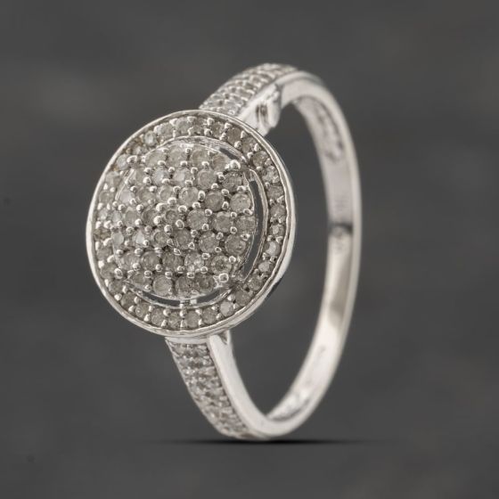 Second Hand 9ct White Gold 0.50ct Diamond Large Round Cluster Ring 41383334