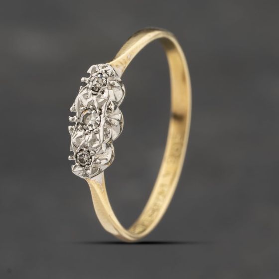 Second Hand Vintage Yellow Gold 0.06ct Diamond Three Stone Ring 41383342