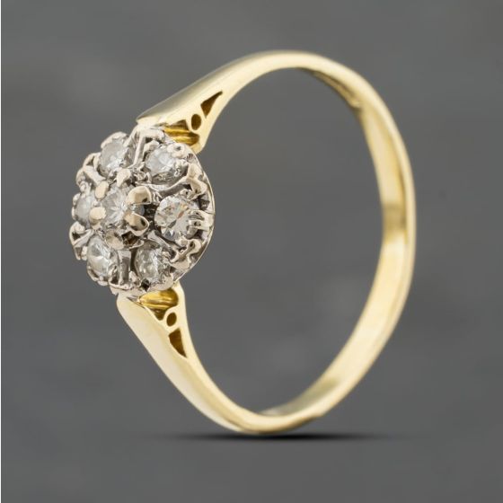Second Hand 18ct Yellow Gold 0.20ct Diamond Cluster Ring 41383363