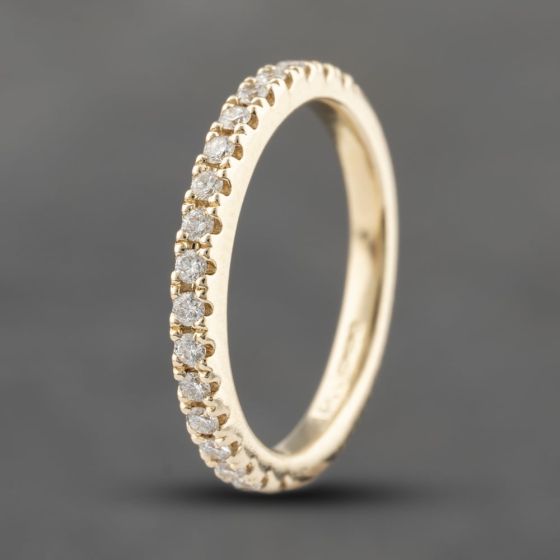 Second Hand 14ct Yellow Gold 0.20ct Brilliant Cut Diamond Half Eternity Ring 41383569