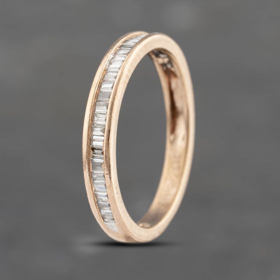 Second Hand 9ct Rose Gold 0.25ct Baguette Cut Diamond Channel Set Half Eternity Ring 41383581
