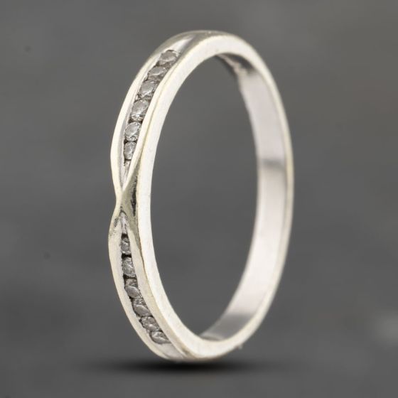 Second Hand 9ct White Gold Diamond Shaped 2.6mm Wedding Ring 41383603