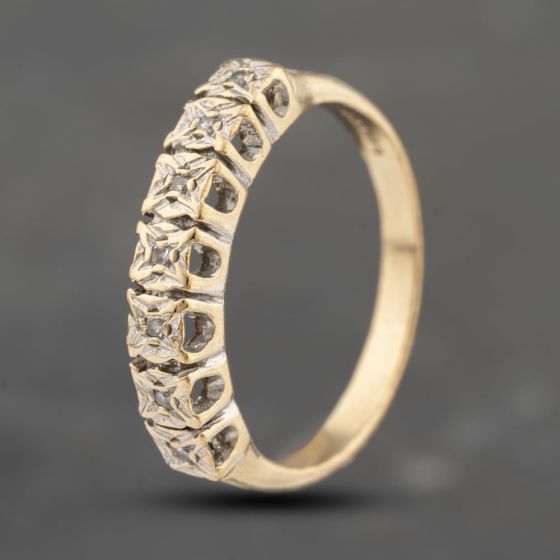 Second Hand Vintage 9ct Yellow Gold Diamond Half Eternity Ring 41383608