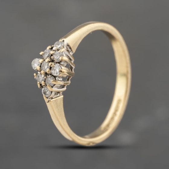 Second Hand 9ct Yellow Gold Brilliant Cut Diamond Cluster Ring 41383613