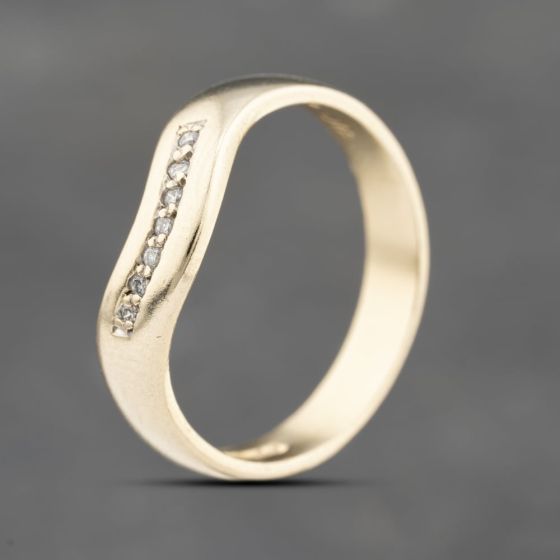 Second Hand 9ct Yellow Gold 0.07ct Brilliant Cut Diamond Half Wishbone Ring 41383682