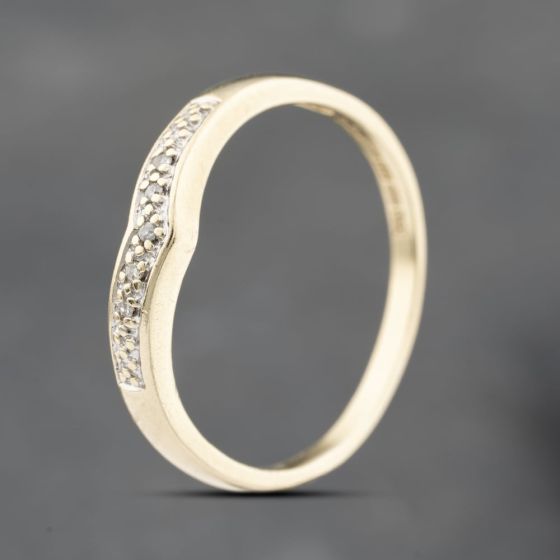 Second Hand 9ct Yellow Gold 0.03ct Diamond Half Wishbone Ring 41383683
