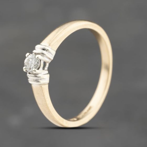 Second Hand 9ct Two Colour Gold 0.15ct Brilliant Cut Diamond Solitaire Ring 41383695