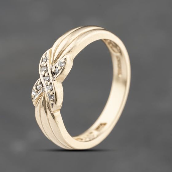 Second Hand 9ct Yellow Gold 0.08ct Brilliant Cut Diamond Kiss Dress Ring 41383715