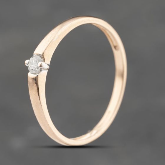 Second Hand 9ct Rose Gold 0.08ct Brilliant Cut Diamond Solitaire Ring 41383716