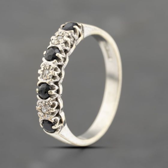 Second Hand 9ct Yellow Gold Sapphire Half Eternity Ring 41383733