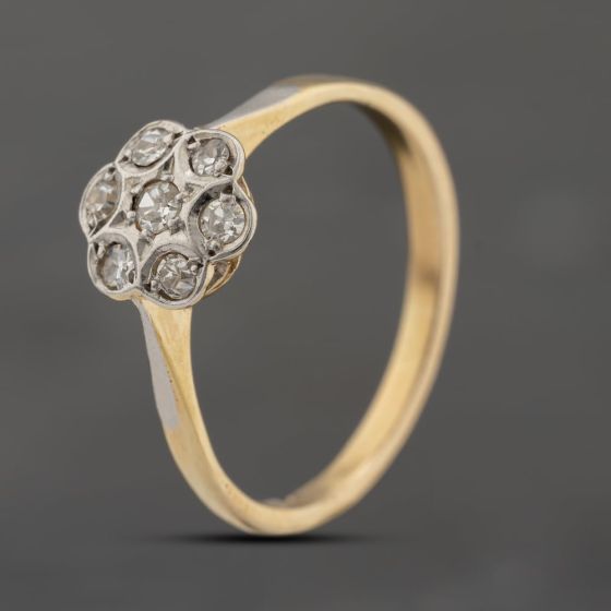 Second Hand Yellow Gold 0.15ct Brilliant Cut Diamond Daisy Cluster Ring 41383751