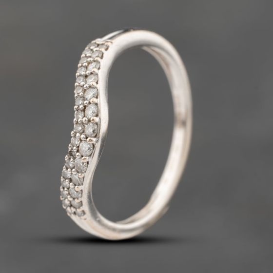 Second Hand 18ct White Gold 0.20ct Brilliant Cut Diamond Half Wishbone Ring 41383771