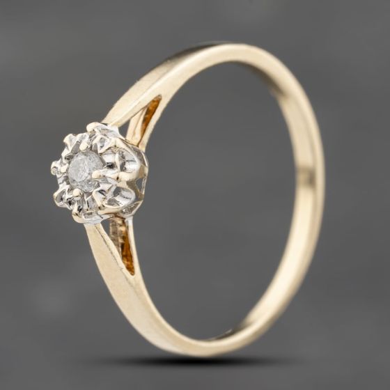 Second Hand 9ct Yellow Gold 0.06ct Brilliant Cut Diamond Solitaire Ring 41383791