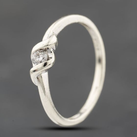 Second Hand 9ct White Gold 0.09ct Diamond Solitaire Ring 41383823