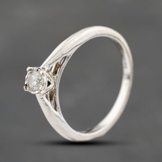 Second Hand 9ct White Gold 0.20ct Brilliant Cut Diamond Solitaire Ring 41383842