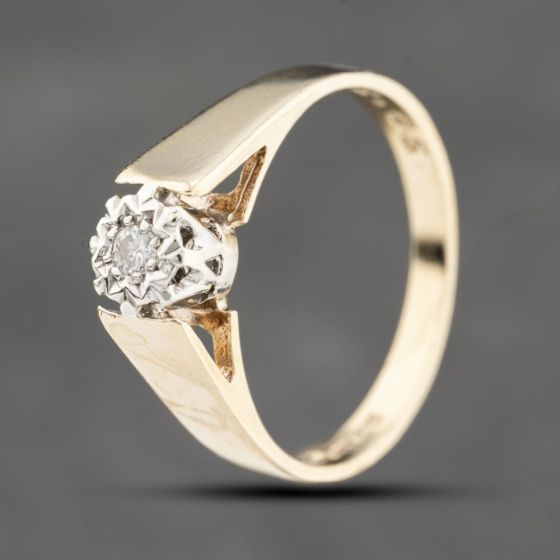 Second Hand 9ct Yellow Gold Brilliant Cut Diamond Solitaire Ring 41383855