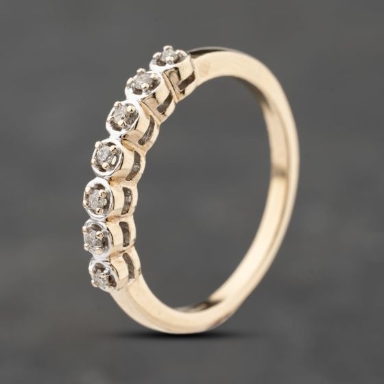 Second Hand 9ct Yellow Gold 0.10ct Brilliant Cut Diamond Half Eternity Ring 41383869