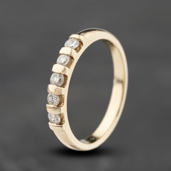Second Hand 9ct Yellow Gold 0.25ct Brilliant Cut Diamond Half Eternity Ring 41383881
