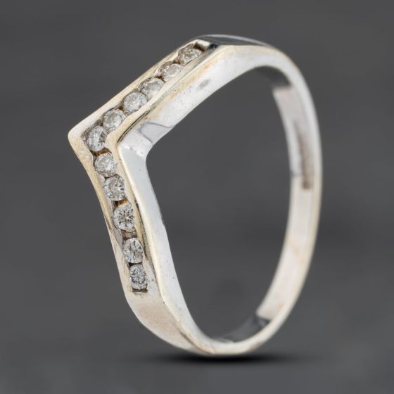 Second Hand 9ct White Gold 0.20ct Brilliant Cut Diamond Wishbone Ring 41383933