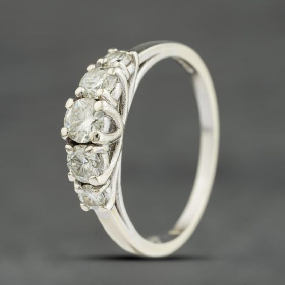 Second Hand 9ct White Gold Moissanite Five Stone Ring 41383944