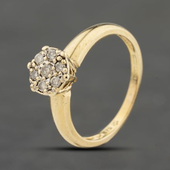 Second Hand 9ct Yellow Gold Diamond Cluster Ring 41383957